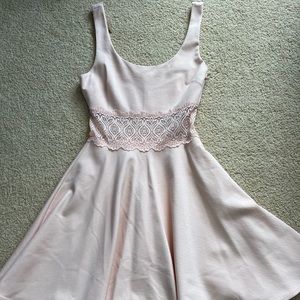 Bebe Pink Blush Fit and Flare Dress XXS Extra Small Lace Wedding Homecoming